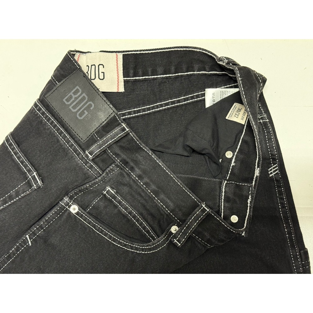 BDG Skate Fit Black Contrast Stitch Carpenter Jeans‎ 30/32 Mens Relaxed Wide Leg - Picture 3 of 6